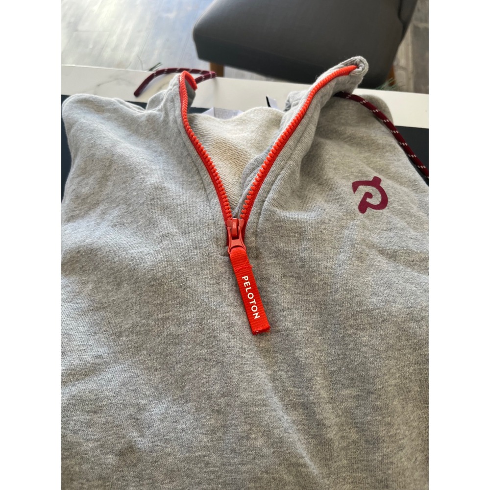 Peloton‎ Grey Quarter Zip Hoodie Sweatshirt Pullover Logo M